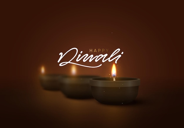 Celebrate Diwali festival of lights. Holiday background Hindu Diwali or Deepavali. realistic 3d design. vector illustration