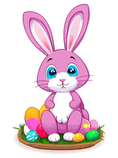 다채로운 토끼와 달걀 디자인으로 부활절을 축하하세요. 공예 인쇄물 등에 이상적입니다.