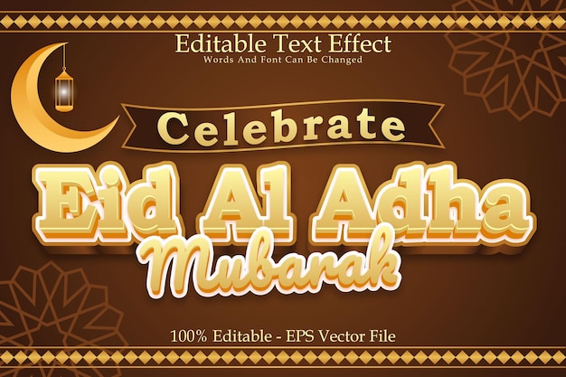 Celebrate eid al adha editable text effect 3 dimension emboss modern style