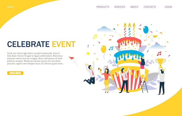 Celebrate event vector website landing page design template