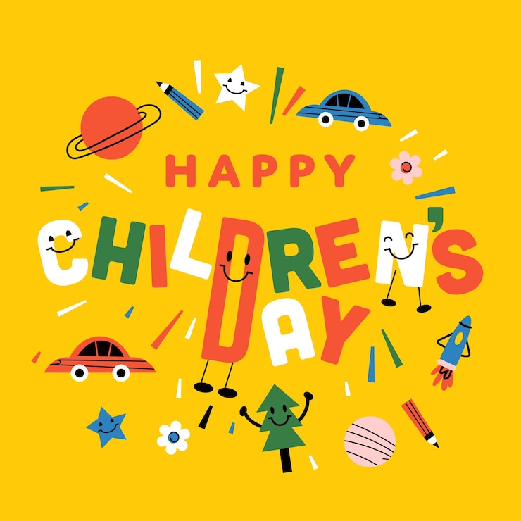 Vector 幸せな子供の日の挨拶イラストを祝います