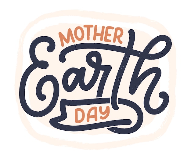 Праздновать Мать-Землю. Рукописный слоган каллиграфии