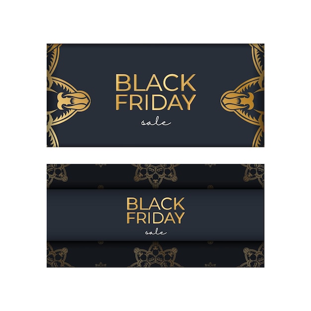 Celebrate poster sale black friday dark blue with round golden pattern