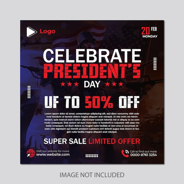 Vector celebrate presidents day sale instagram and social media banner poster template