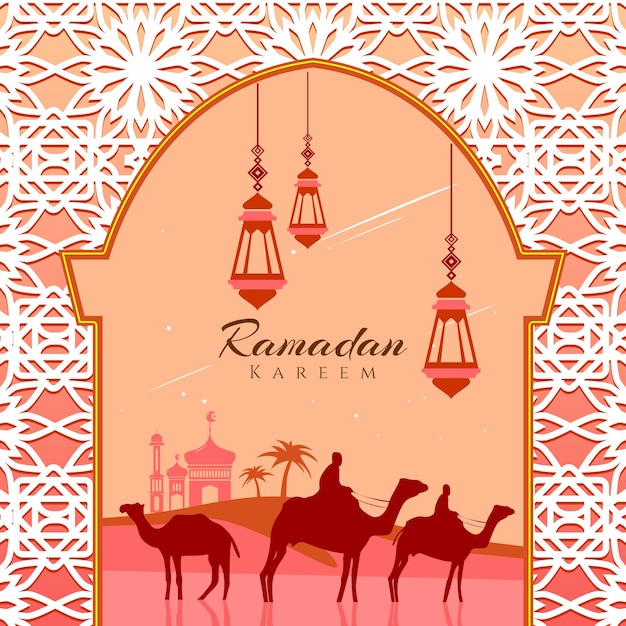 Вектор Отпразднуйте рамадан карим с элегантным плоским дизайном