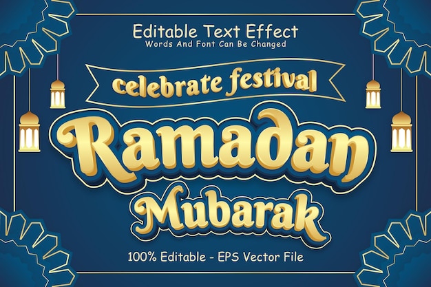 Celebrate Ramadan Mubarak Editable Text Effect 3 Dimension Emboss Modern Style