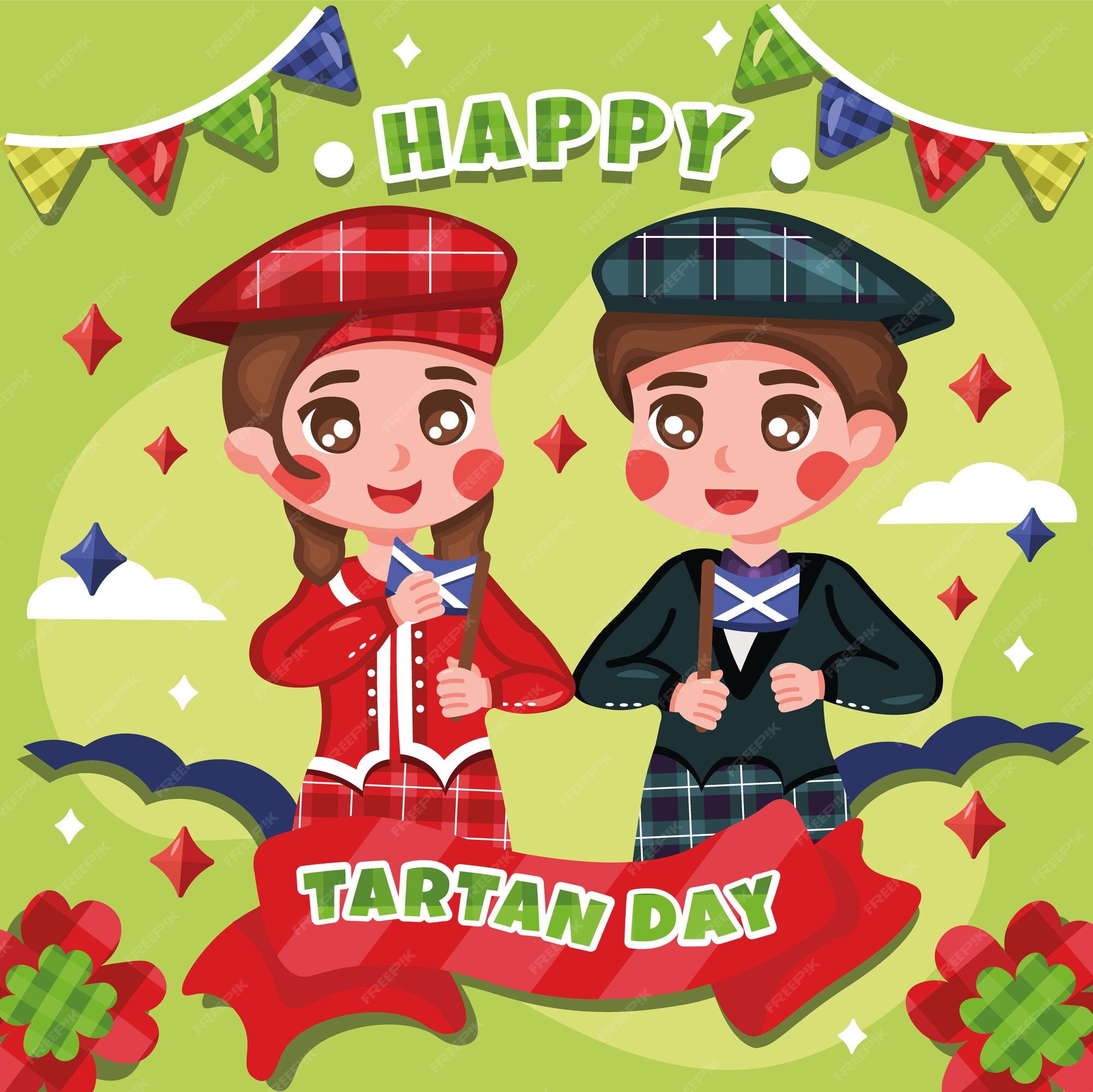 Premium Vector Celebrate tartan day with charachter