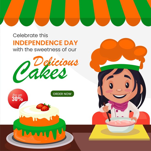 Celebrate this independence day with delicious cake banner design