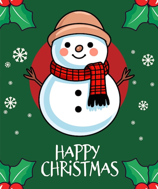 Celebrate a winter wonderland with delightful vector snowman christmas cartoon character