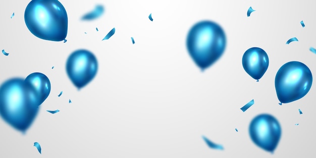 Celebrate with blue confetti and balloons