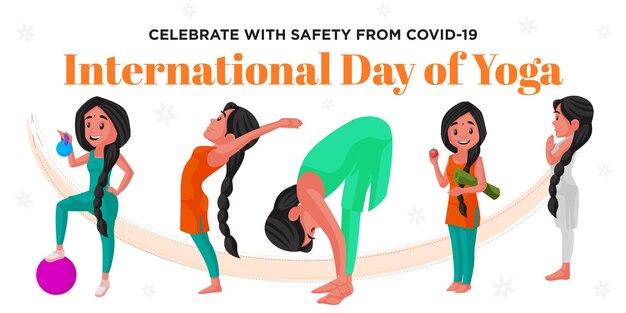 Vector celebrate with safety from covid 19 international day of yoga banner design