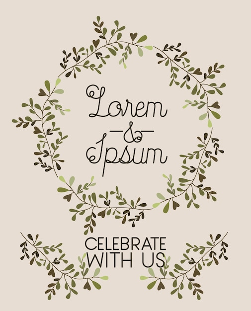 Vector celebrate with us card floral crown