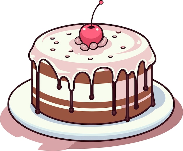 Празднуй с Векторным тортом Иллюстрированный торт Векторское великолепие