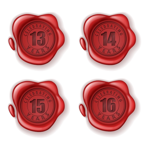 Vector celebrating 13-16 years greeting card wax seal