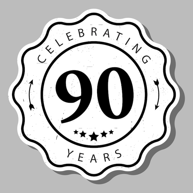 वेक्टर celebrating 90 years of experience badge