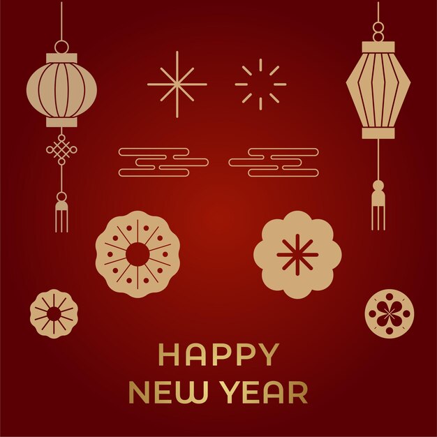 Celebrating chinese traditional festival happy new year background decorative elements collection