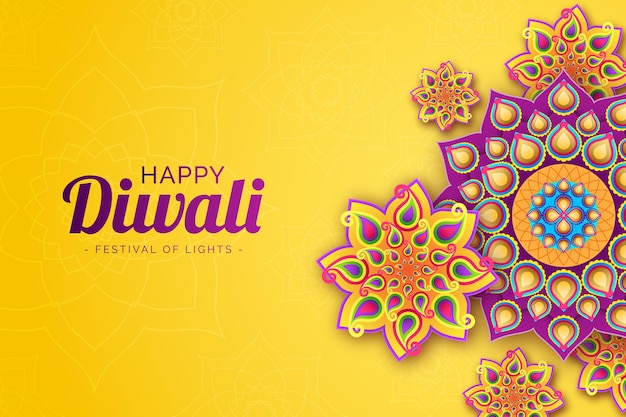 Vector celebrating diwali in paper style