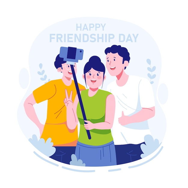 Празднование дня дружбы плоская иллюстрация