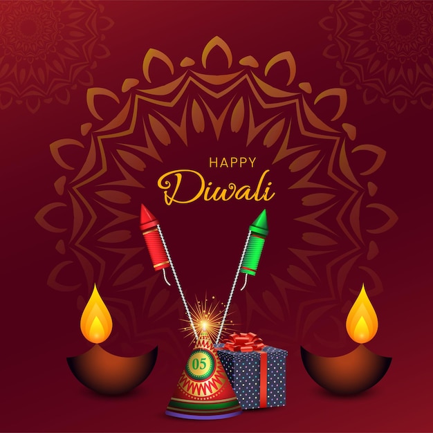 Celebrating happy diwali indian festival banner design template