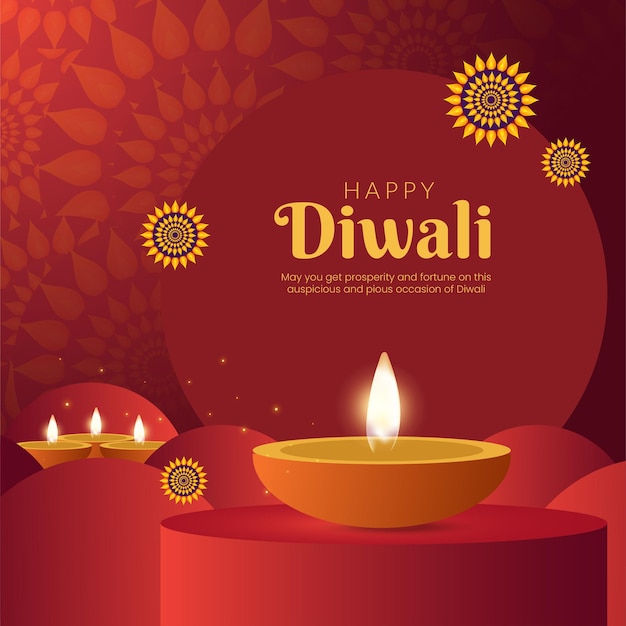 Celebrating happy diwali indian festival banner design template