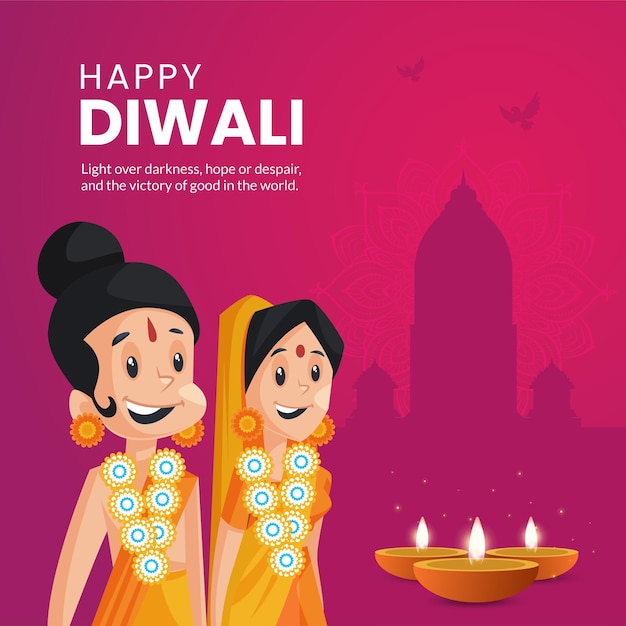 Celebrating happy diwali indian festival banner design template
