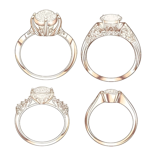 Celebrating Luxury through Exquisite Solitaire Ring Designs in sketch style