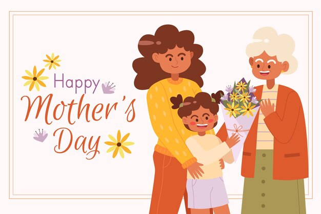 Celebrating mother's day with mom daughter and grandmother Three generations