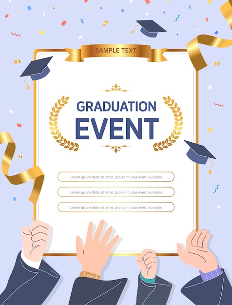 Celebrating university graduation flat cartoon vector illustration