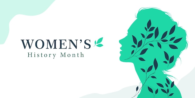 Celebrating womens history month Feminine style design with minimalist foliage and flowers