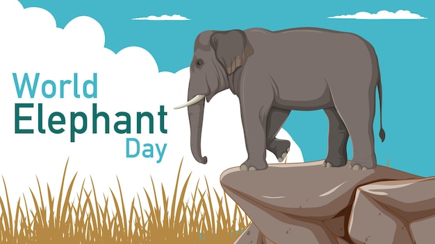 Вектор Иллюстрация к празднованию всемирного дня слонов