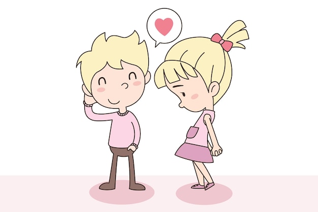 Vector celebratioin of cute boy and girl loving couple. valentine's concept.