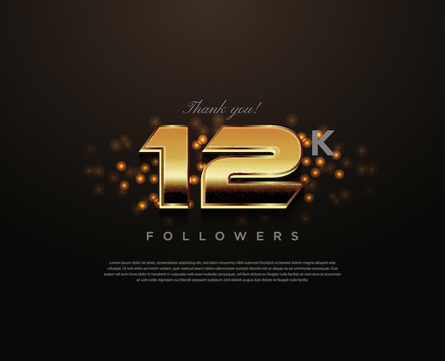 celebration 12k followers vector with classic numbers