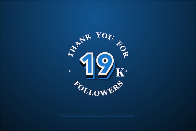 Vector celebration of 19k followers with sayings encircling numbers.