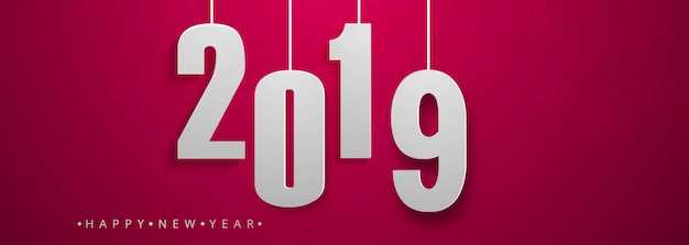 Празднование 2019 года красочный дизайн баннера с новым годом