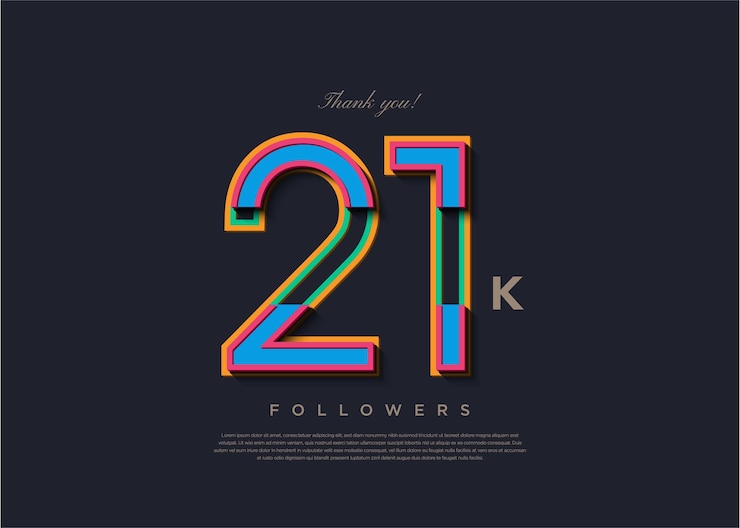 Celebration of 21k followers with a simple concept design premium vector