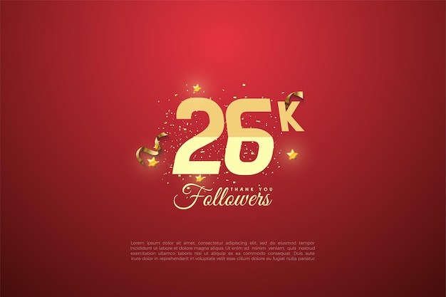 Celebrazione di 26k follower semplice numero piatto.