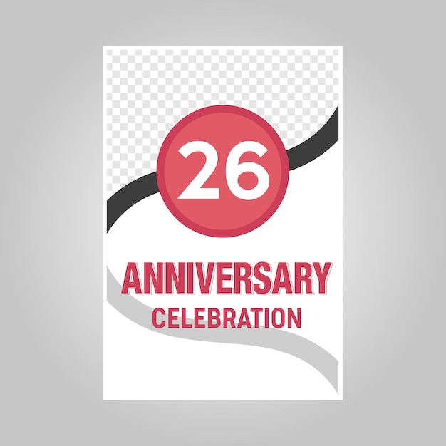 Celebration of 26th years anniversary vector invitation card template .