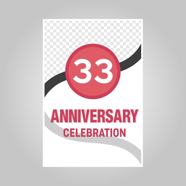 Celebration of 33rd  years anniversary vector invitation card template .