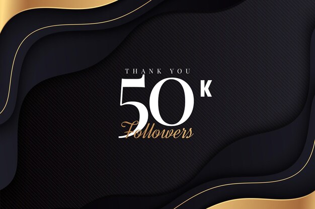 celebration for 50k followers with wave frame combination with golden color.