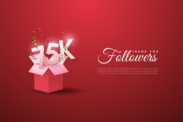 celebration of 75k followers with the color concept identical to red.