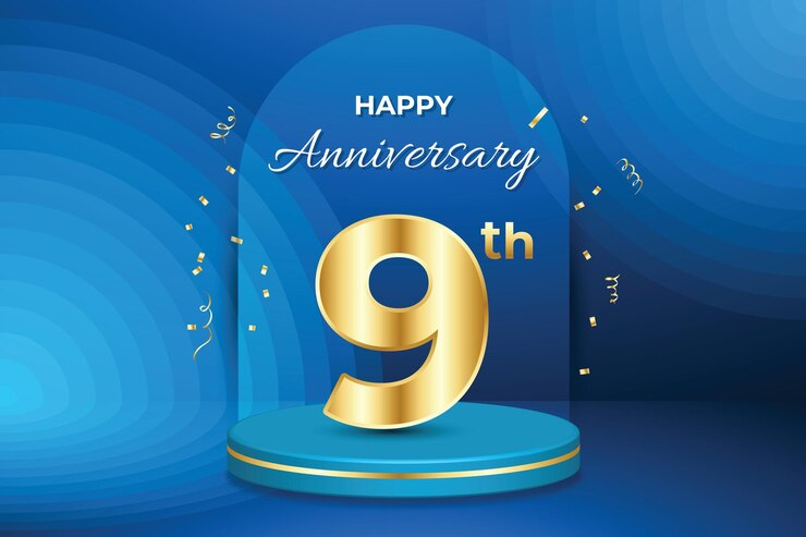Vector 축하 9 주년 배너 디자인