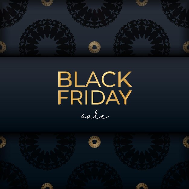 Celebration advertising black friday in blue with vintage gold ornament