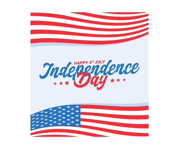 アメリカ合衆国独立記念日 - 7月4日 - アメリカ合衆国国旗を振る - アメリカ合衆国の独立記念日 概念 - フラットベクトルイラスト