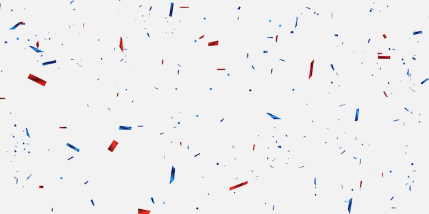 Celebration background template with confetti blue red ribbons. luxury greeting rich card.