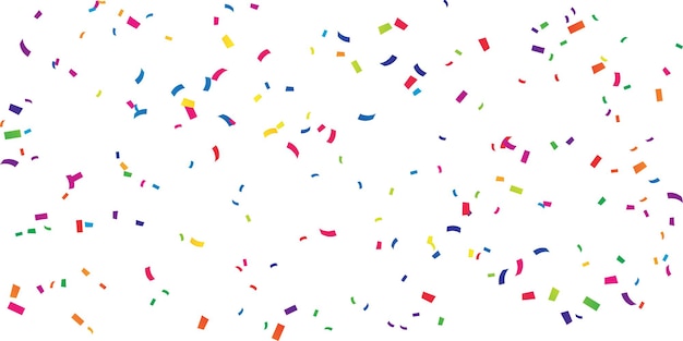 Celebration background template with confetti and colorful ribbons.