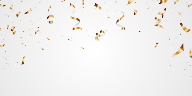 Celebration background template with confetti and gold ribbons. luxury greeting rich card.