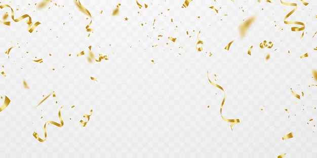 Celebration background template with confetti and gold ribbons. luxury greeting rich card.