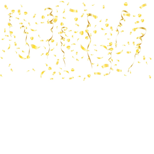 Celebration background template with confetti and gold ribbons luxury greeting rich card