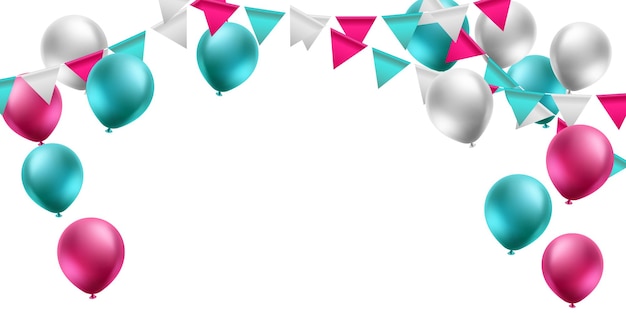 celebration background with elegant balloons beautiful 3d design vector illustration
