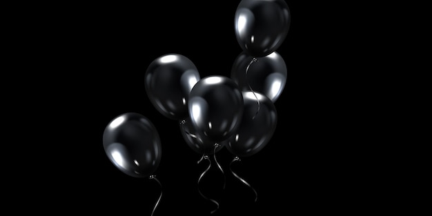 Celebration background with elegantly arranged black balloons Vector 3D illustration design